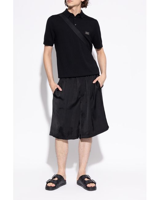 MCM Black Flip-Flops With Logo for men