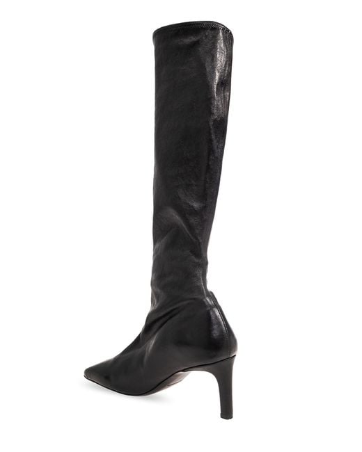 Jil Sander Black Heeled Boots In Leather,