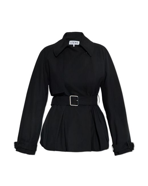 Loewe Black Short Coat With A Waist Belt,