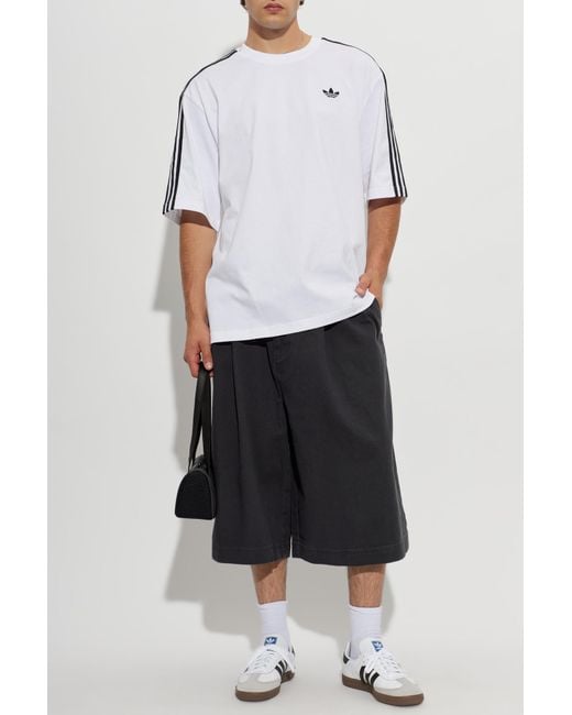 Adidas Originals Black Denim Shorts With Wide Legs for men