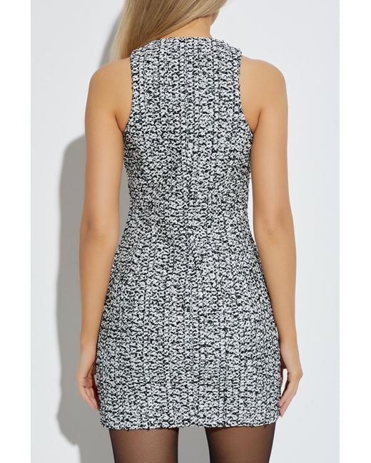 Balmain Gray Sleeveless Tweed Dress