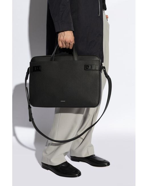 Ferragamo Black Leather Briefcase for men