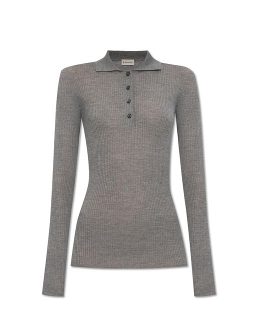 Moncler Gray Wool Polo