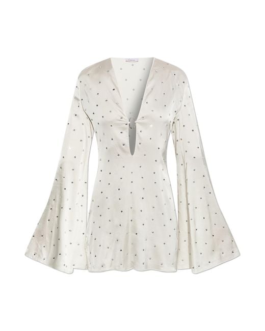 Oseree White Dress With Crystals