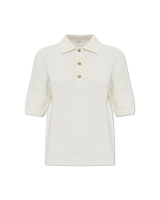 Balmain White Wool Polo Shirt With Short Sleeves
