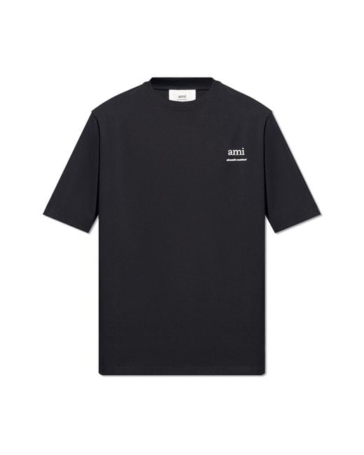 AMI Black T-shirt With Logo, for men