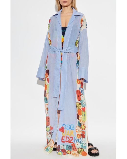 DSquared² Blue Cotton Kimono