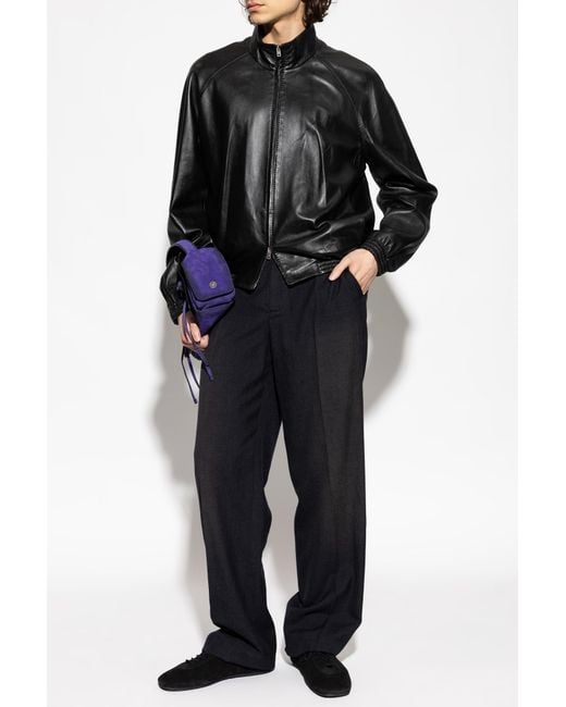 Acne Black Leather Jacket for men