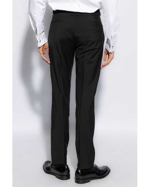 Paul Smith Black Trousers With Satin Stripes, for men
