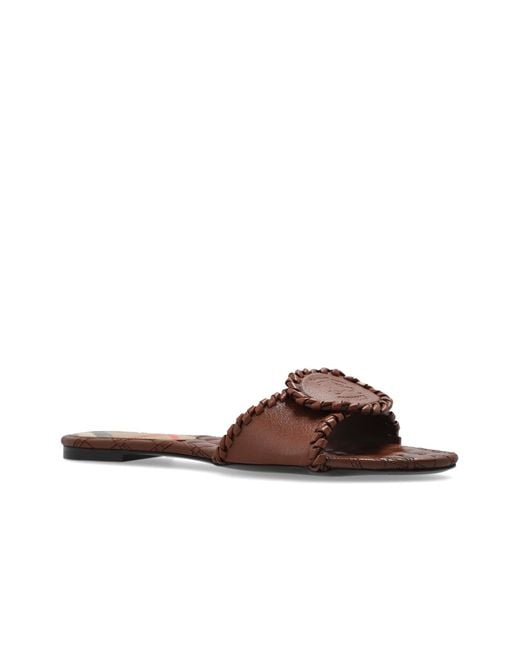 Burberry Brown 'Crest' Slides