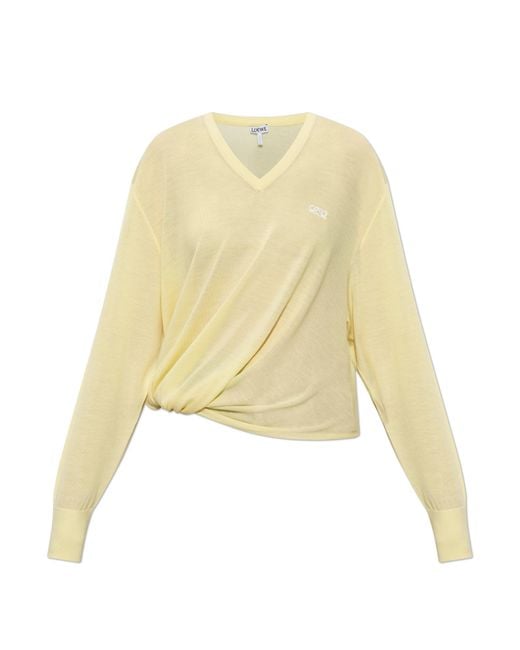 Loewe Yellow V-Neck Sweater
