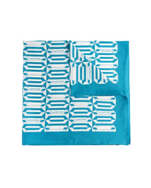 Lanvin Blue Silk Scarf With Logo