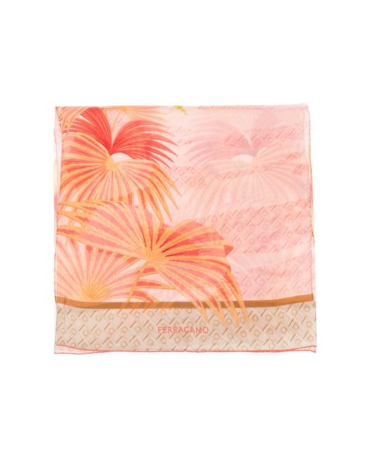 Ferragamo Pink Silk Scarf With Print