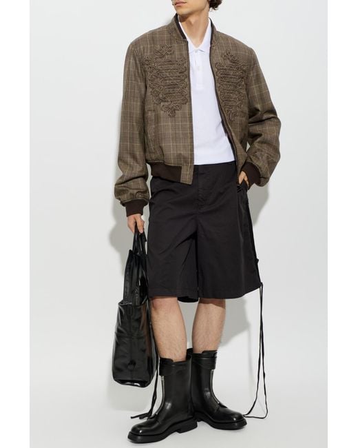McQueen Black Shorts With Side Drawstrings for men