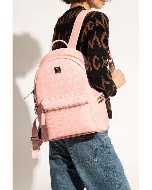 MCM Backpack With Monogram in Pink Lyst
