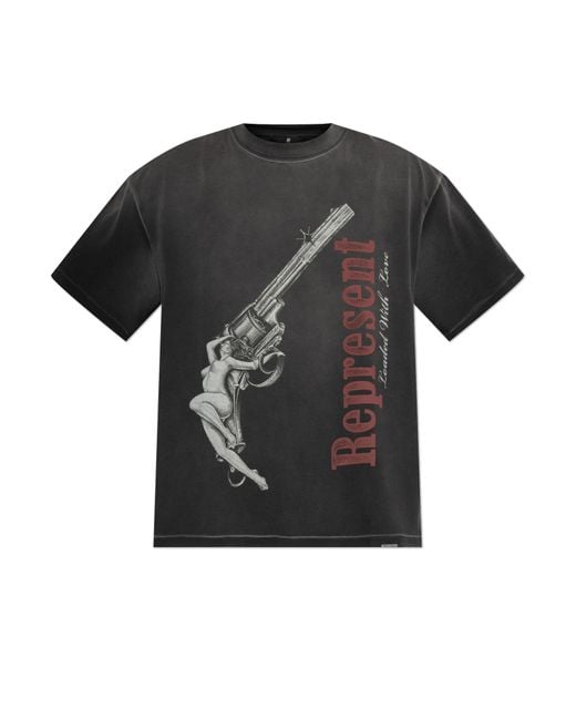 Represent Black T-Shirt With Print for men