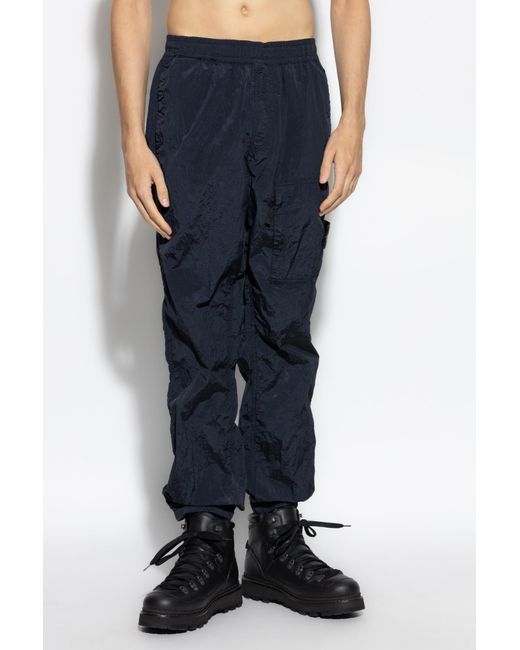 Stone Island Blue Pants With Logo for men