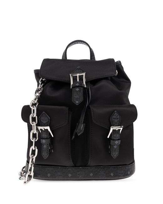 MCM Black Backpack With Pockets