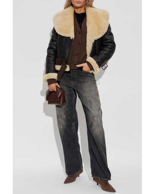 J.W. Anderson Black Shearling Coat With Pockets,