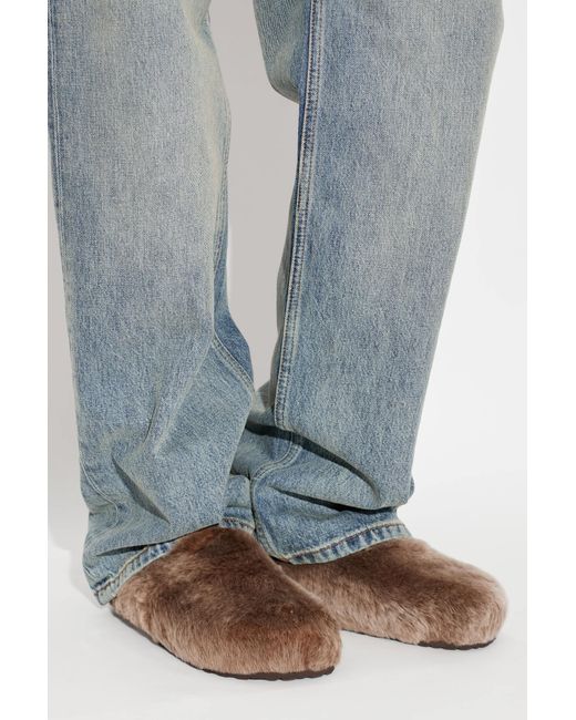 Birkenstock Brown 'Amsterdam Wrapped Shearling Os' Slides