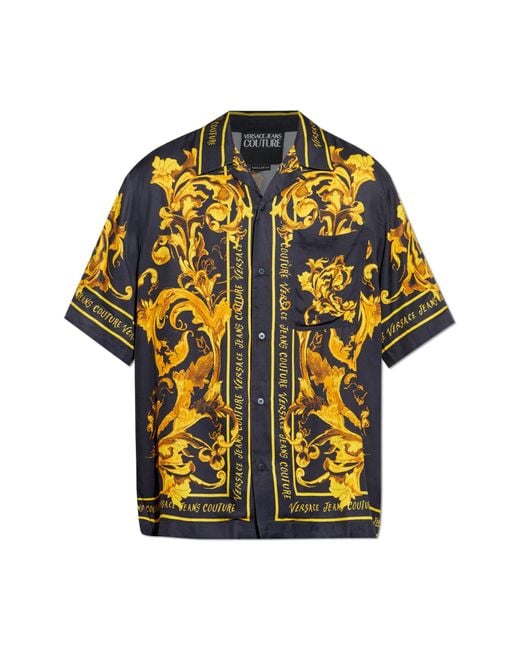 Versace Jeans Couture Yellow Shirt With Logo for men