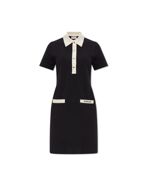 Moncler Black Dress With Collar,