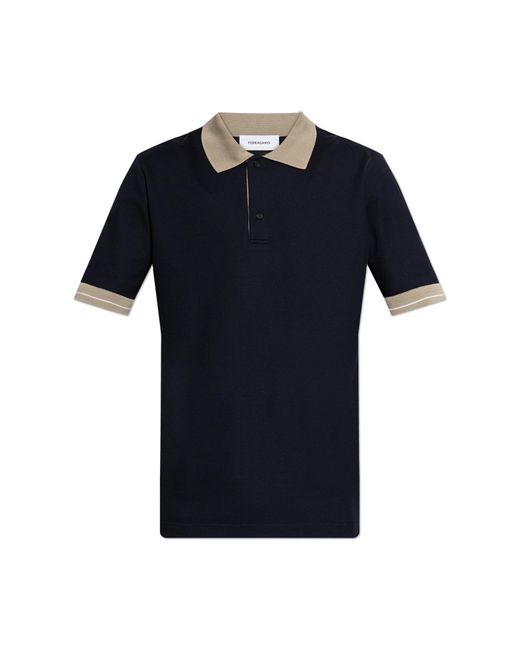 Ferragamo Black Cotton Polo for men