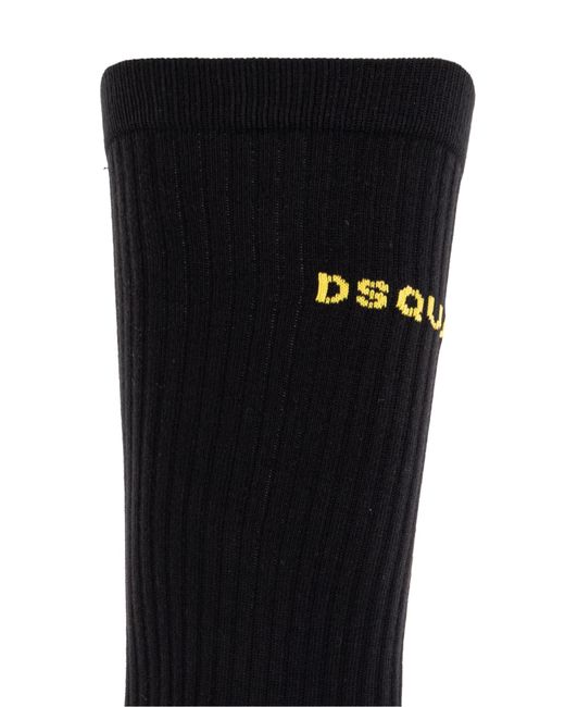 DSquared² Black Socks With Logo for men