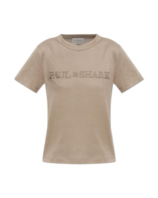 Paul & Shark Natural T-Shirt With Embroidered Logo