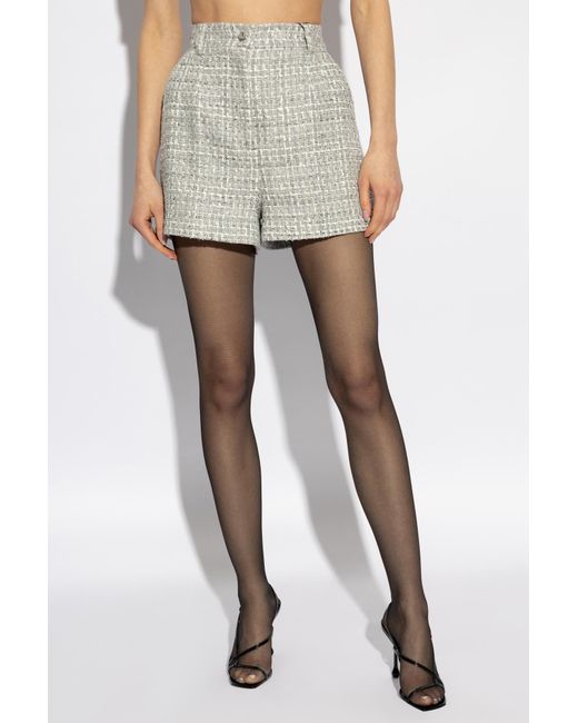 Dolce & Gabbana White Tweed Shorts With Lurex Thread