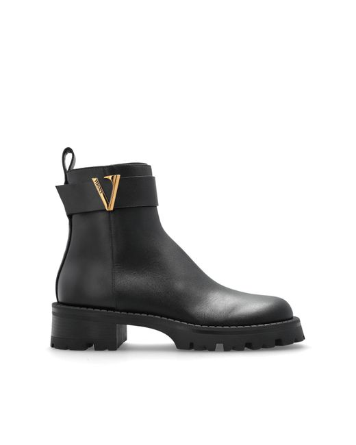 Versace Black Leather Ankle Boots