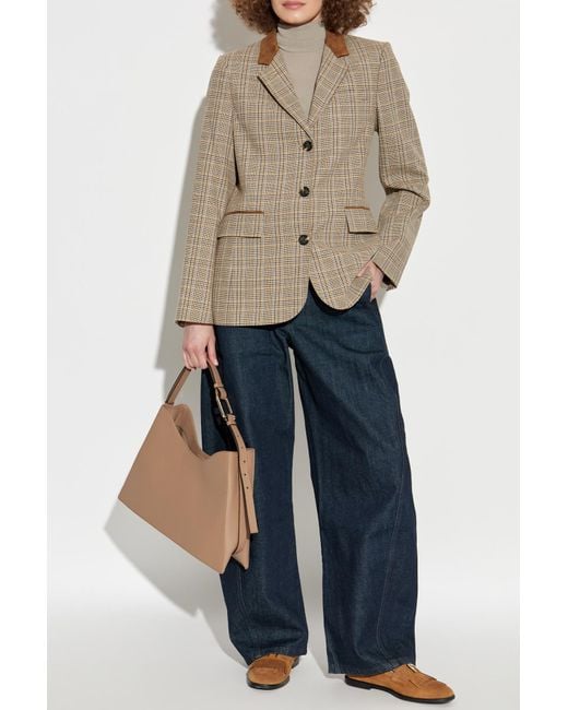Rag & Bone Blue Plaid Pattern Blazer
