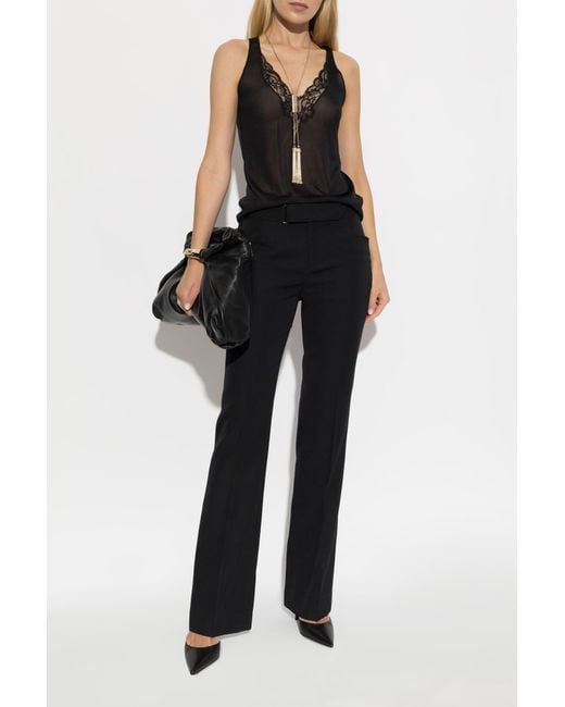 Balmain Black Wool Trousers With Belt for men