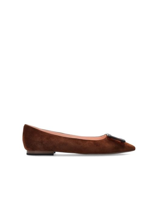 Roger Vivier Brown Suede Ballerinas 'Gommettine'