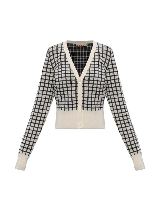 Marni Black Plaid Pattern Cardigan