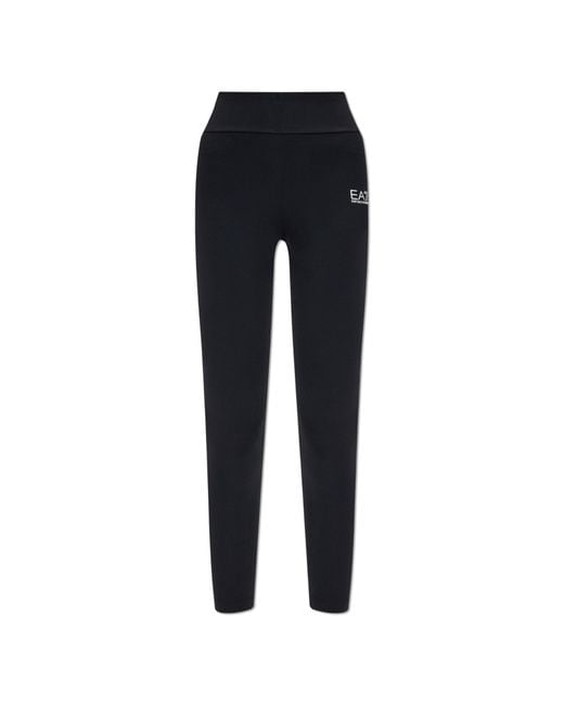 EA7 Blue Training Leggings With Printed Logo