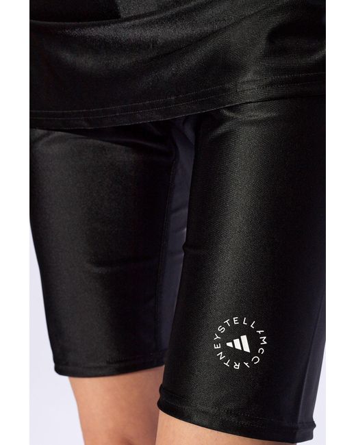Adidas By Stella McCartney Black Cropped Leggings With Logo,