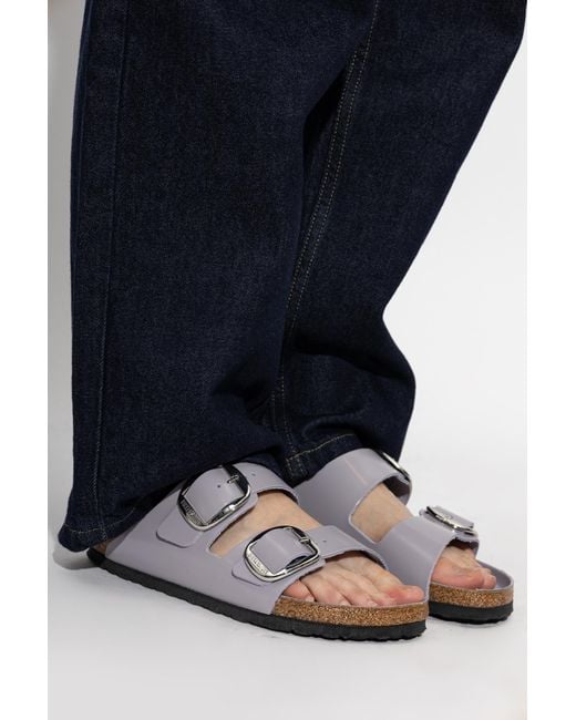 Birkenstock White 'Arizona Big Buckle' Slides