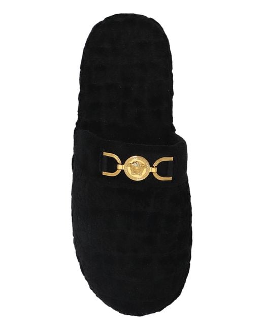Versace Black Slippers With Logo for men