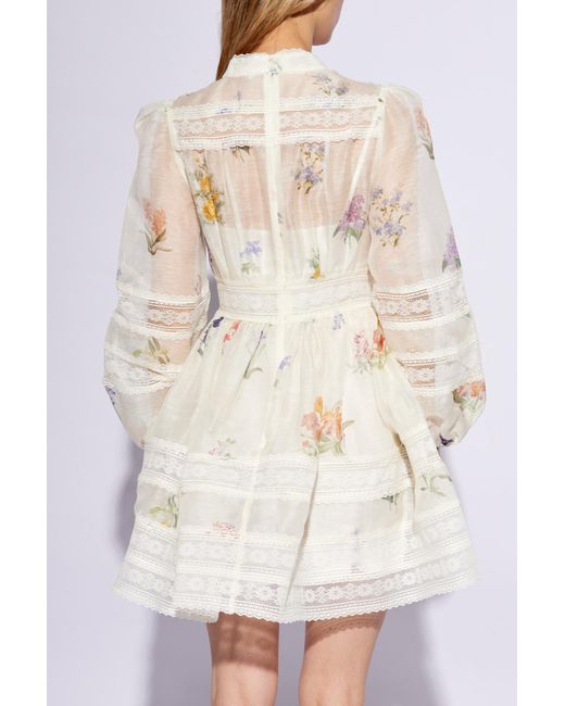 Zimmermann White Short Dress With Puffy Sleeves
