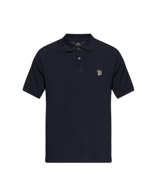 Paul Smith Blue Polo With Patch for men