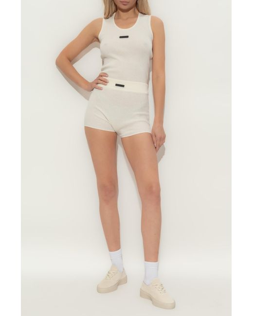 Fear Of God Natural Knit Shorts With Logo
