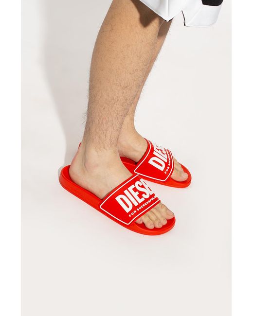 DIESEL Red 'Sa-Mayemi' Slides for men