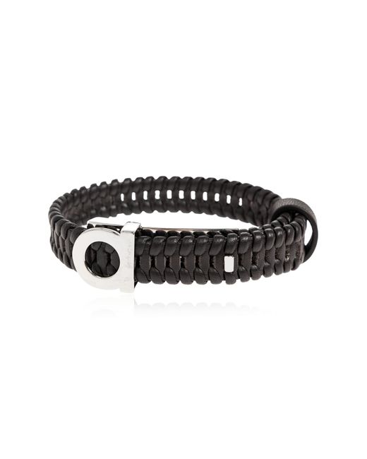 Ferragamo Black Leather Bracelet for men