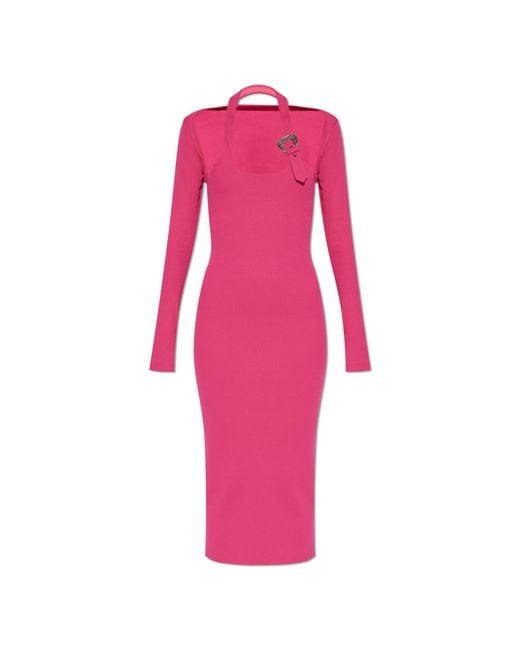 Versace Jeans Couture Pink Ribbed Bodycon Dress