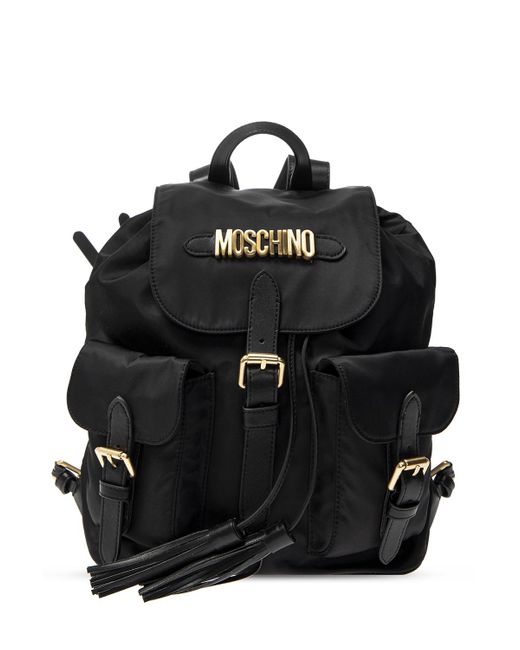 Moschino Black Backpack With Pockets