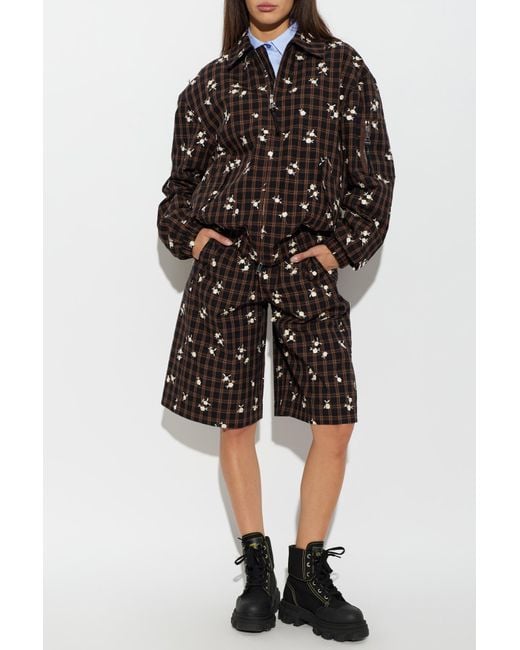 Ganni Black Jacket With Floral Motif
