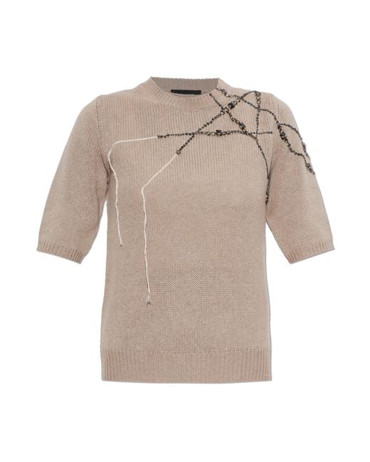 Fabiana Filippi Natural Top With Shimmering Crystals