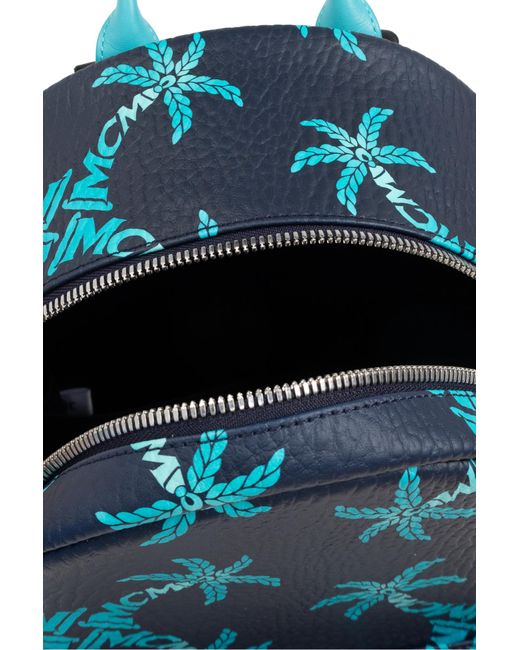 MCM Blue Backpack With Monogram for men