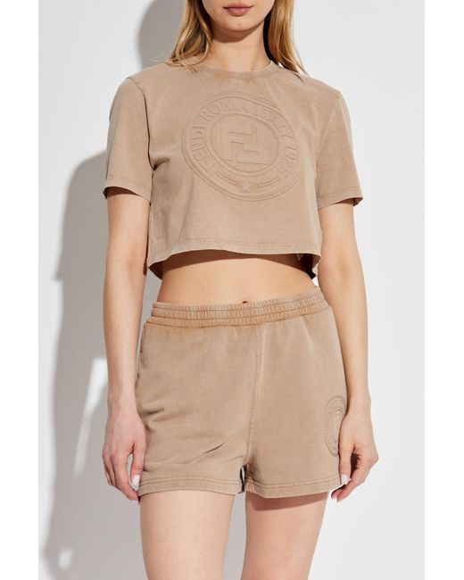 Fendi Natural T-Shirt With Logo